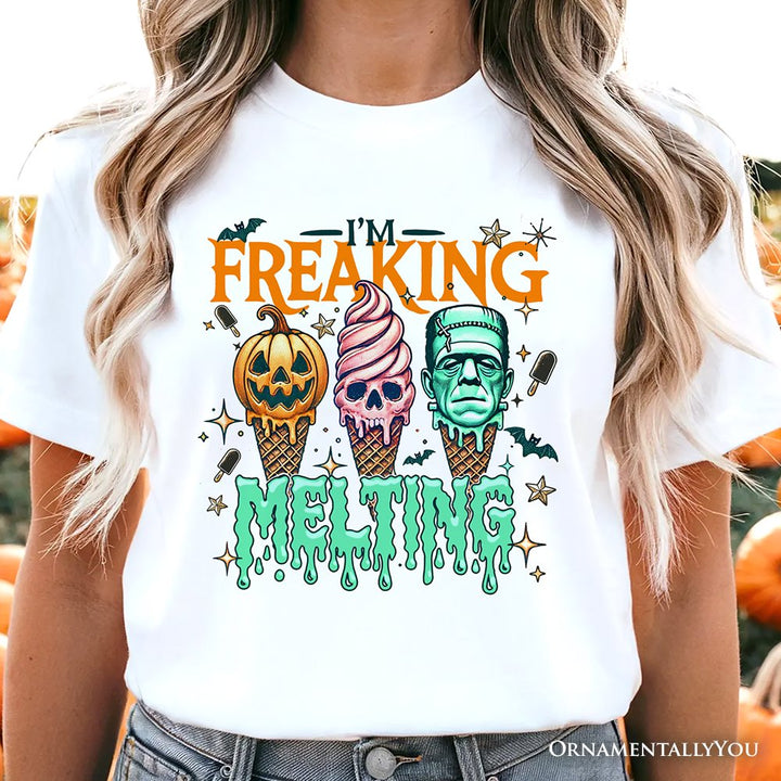 I’m Freaking Melting Frankenstein T-Shirt, Funny Ice Cream Halloween Tee for Summer Spooky Season T-Shirts OrnamentallyYou 