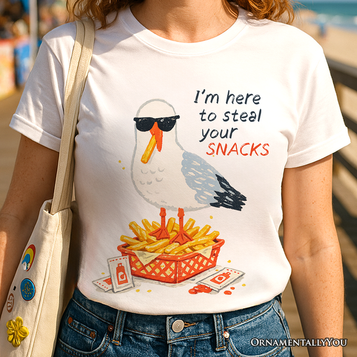 I'm Here To Steal Your Snacks Seagull T-Shirt, Funny Summer Beach Tee