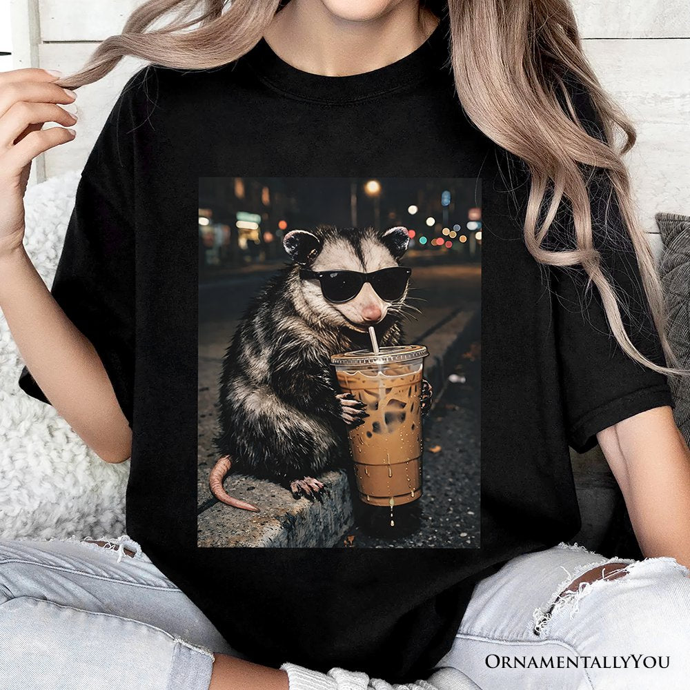 Iced Coffee Opossum T-Shirt, Funny Animal Meme Tee T-Shirts OrnamentallyYou 