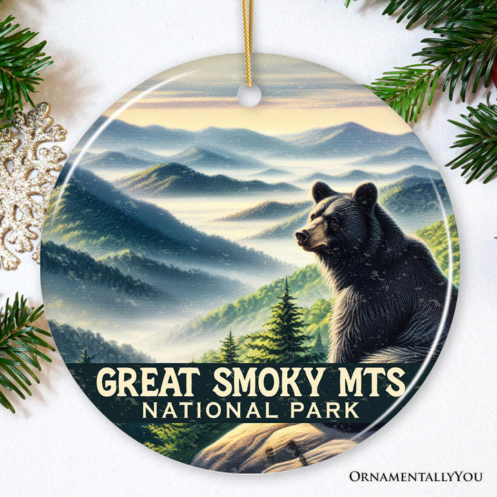 Iconic Great Smoky Mountains National Park Ornament, Tennessee Appalachian Landscape Christmas Gift and Nature Keepsake