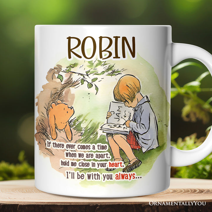 If We're Apart Keep Me in Your Heart Personalized Mug, Pooh and Friends Quote for Appreciation Gift