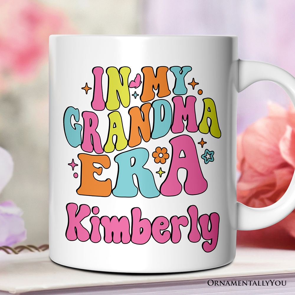 In My Grandma Era Personalized Mug, Groovy Grandma Gift With Custom Name