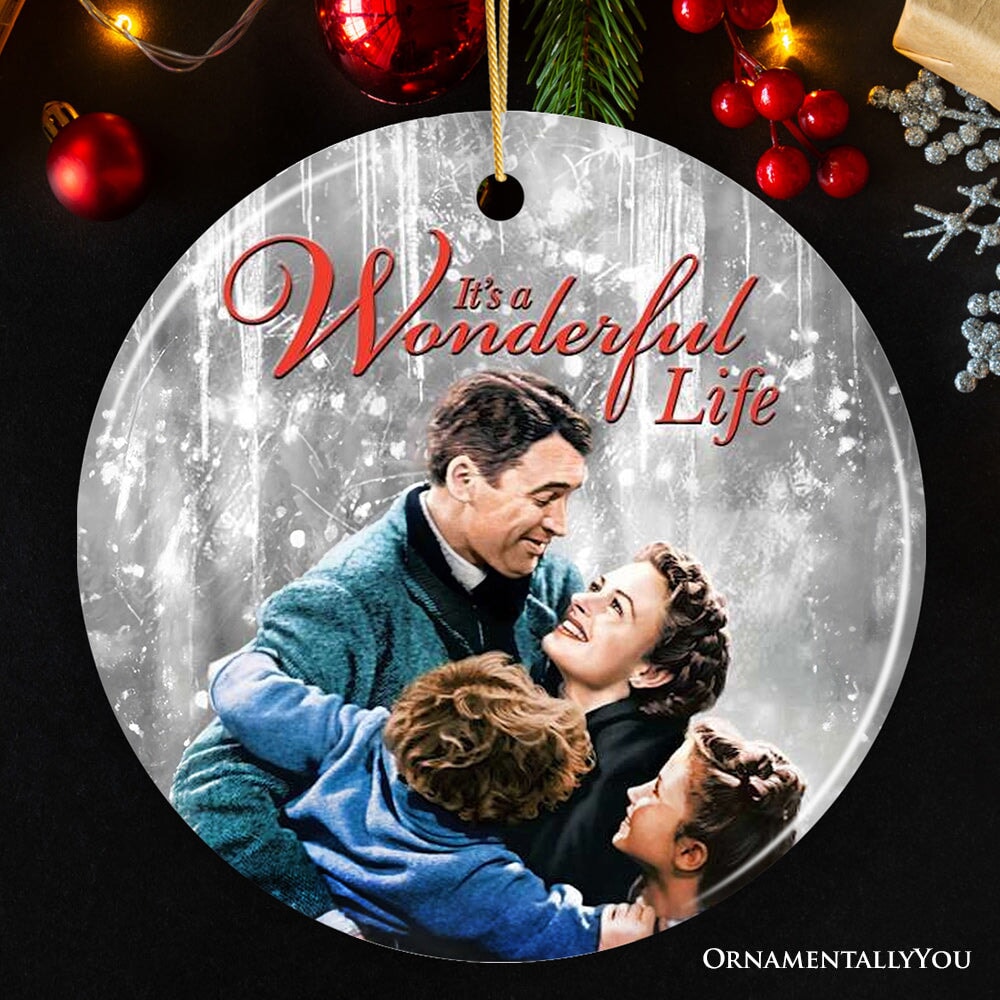 It's a Wonderful Life Ornament, Vintage Movie Christmas Decoration 1940s Ceramic Ornament OrnamentallyYou Circle 