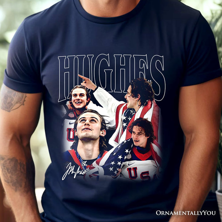 Jack Hughes Olympic Ice Hockey T-Shirt, USA Professional Sport Pride Tee T-Shirts OrnamentallyYou 