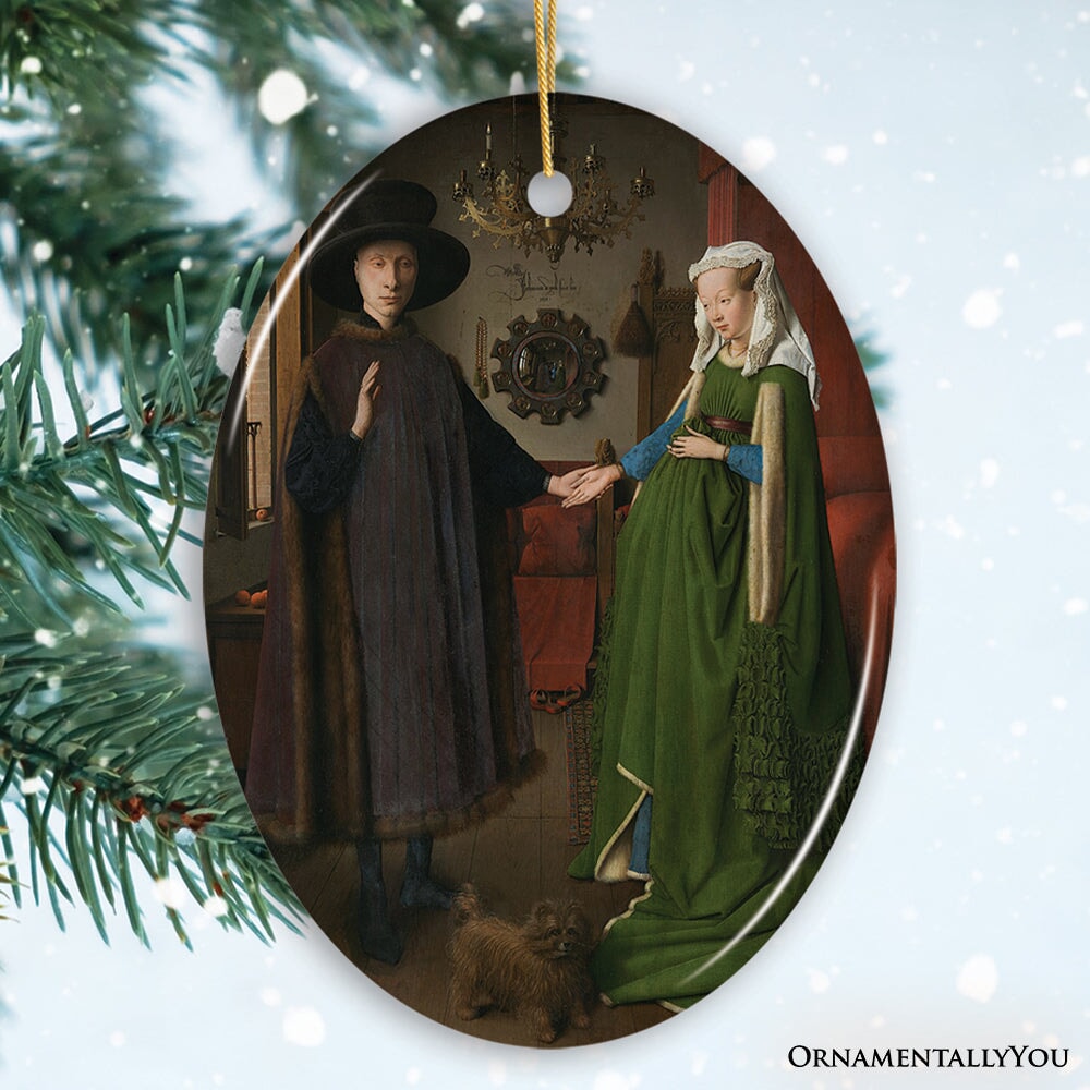 Jan van Eyck the Arnolfini Portrait Ornament, Famous Painting Christmas Decoration Souvenir Ceramic Ornament OrnamentallyYou Oval 