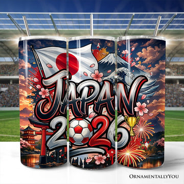 Japan 2026 Soccer Cup Global Championship 20oz Tumbler With Lid and Stainless Steel Straw, Fans Football Gift Cup Tumbler OrnamentallyYou Non-Customized 