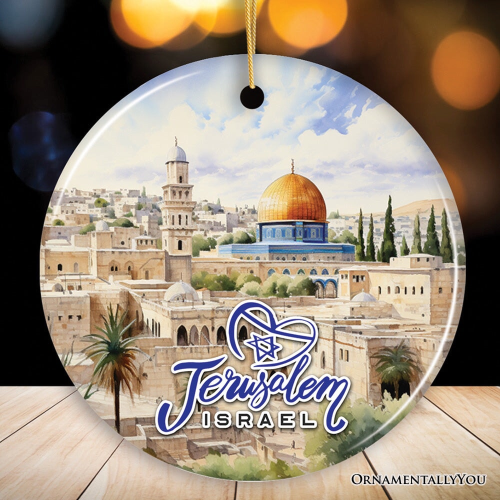 Jerusalem Israel Classic Artwork Ornament, Jewish Souvenir and Gift Ceramic Ornament OrnamentallyYou Circle 