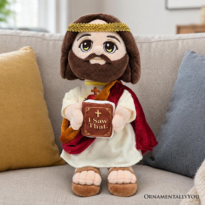 Jesus Plush Toy with “I Saw That” Book, 12" Christian Stuffed Doll Religious Gift for Faith and Family