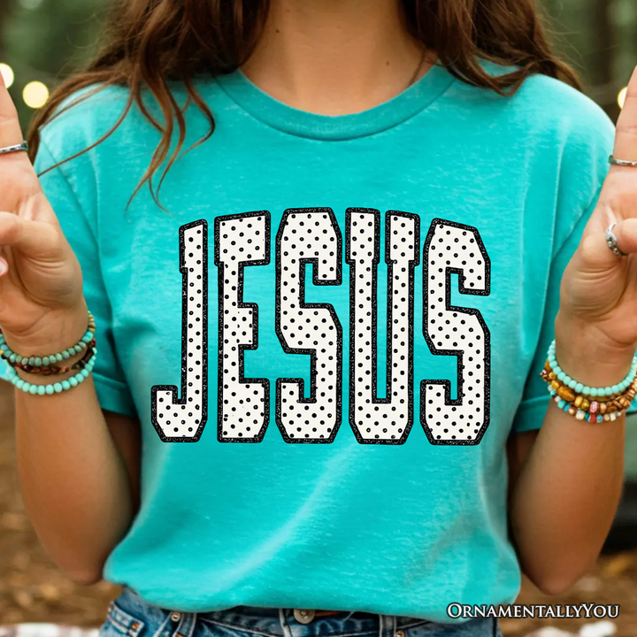 Jesus Polka Dot Christian Varsity T-Shirt, Cute Faith Tee