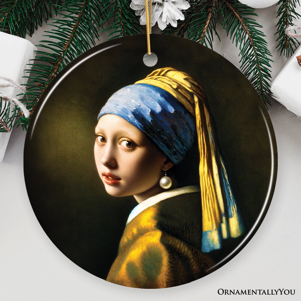 Johannes Vermeer Girl with a Pearl Earring Ceramic Ornament, Famous Painting Souvenir Ceramic Ornament OrnamentallyYou Circle 