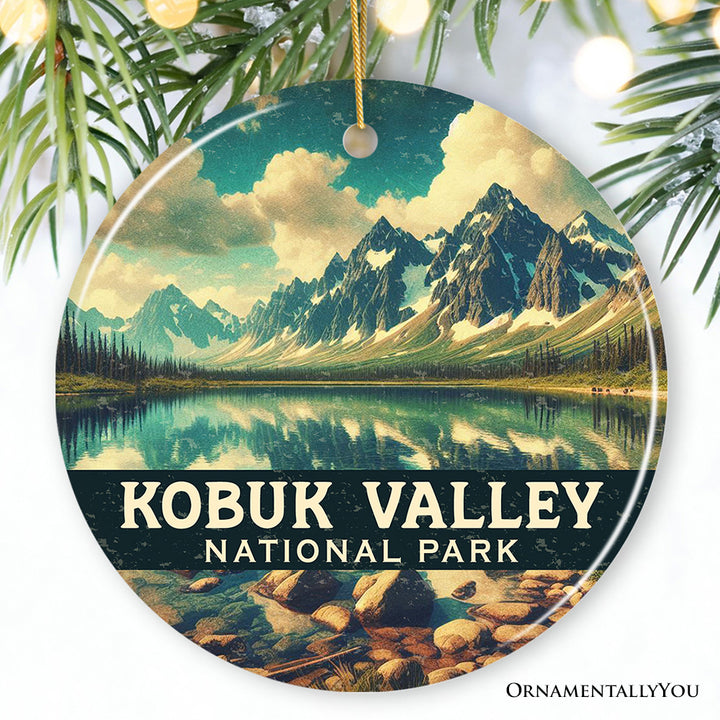 Kobuk Valley National Park Ornament, Alaska Mountain Lake Landscape Christmas Keepsake and Travel Souvenir
