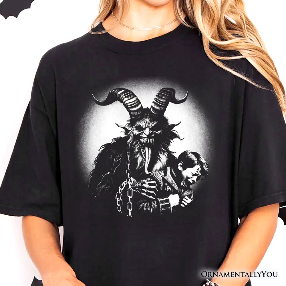 Krampus Spooky Portrait T-Shirt, Horror Villain Theme Halloween Tee T-Shirts OrnamentallyYou 