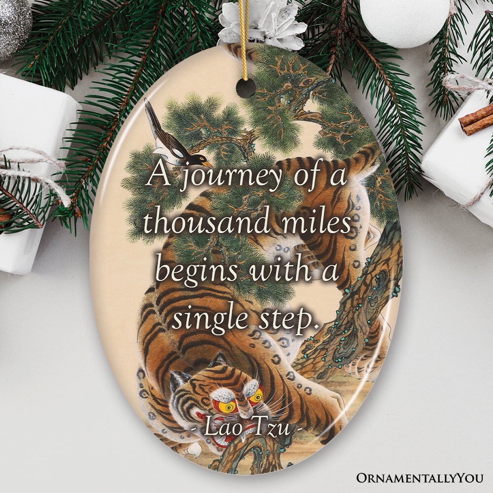 Lao Tzu Inspirational Journey Quote Ceramic Ornament, Enlightening Gift And Decor Ceramic Ornament OrnamentallyYou Oval 