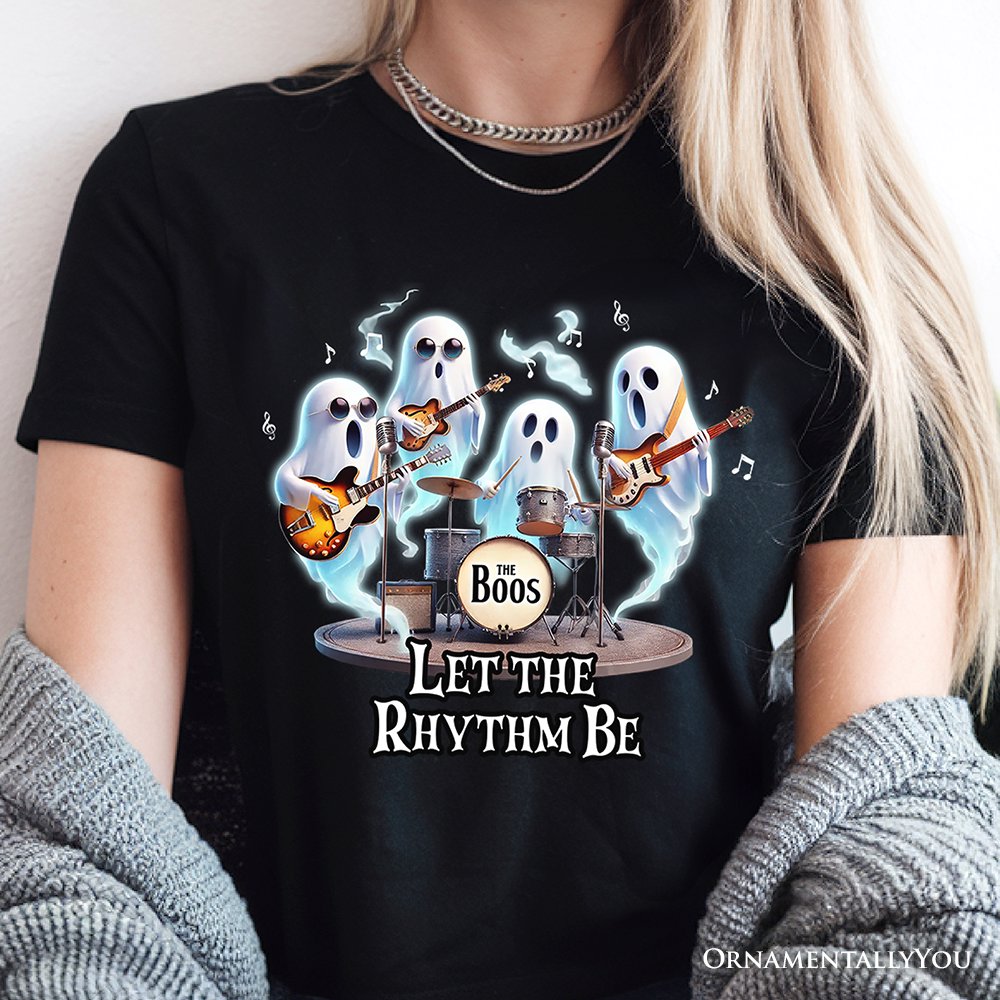 Let the Rhythm Be Ghost Band T-Shirt, Whimsical Music Tee for Guitar Rock Style People T-Shirts OrnamentallyYou 
