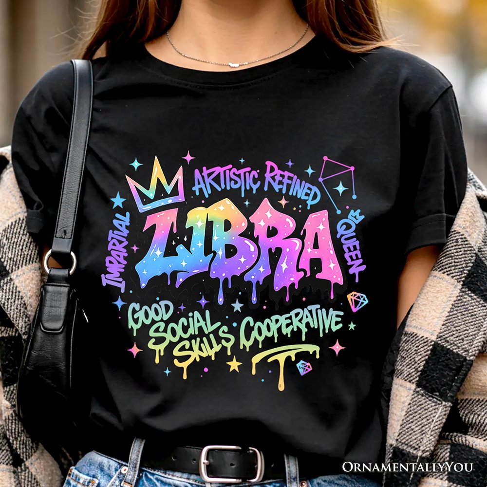 Libra Graffiti Zodiac T-Shirt, Street Style Astrology Horoscope Tee T-Shirts OrnamentallyYou 