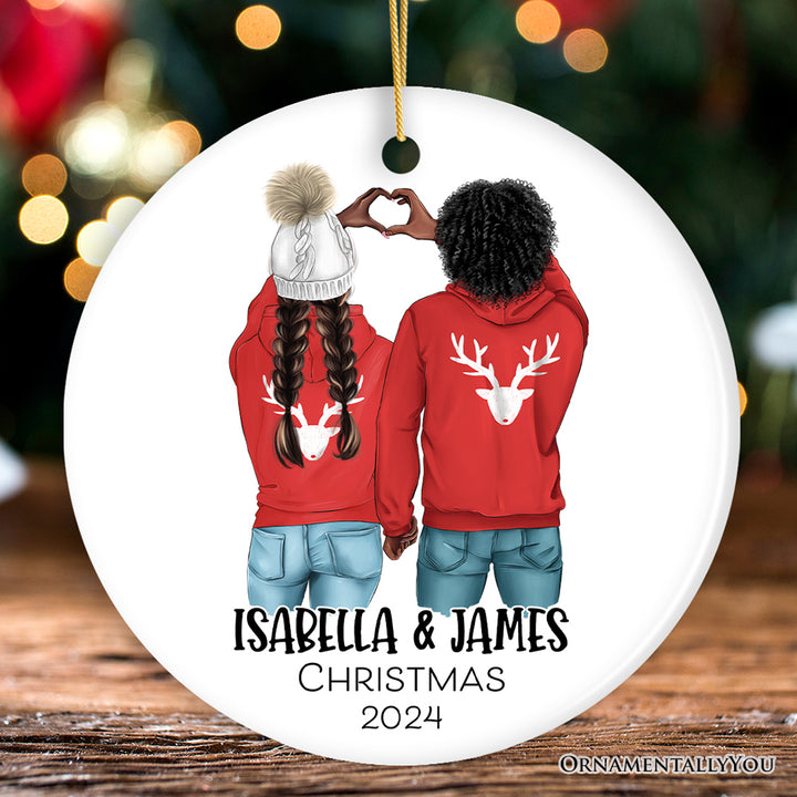 Lovers Together Personalized Christmas Ornament, Couples Custom Keepsake Gift