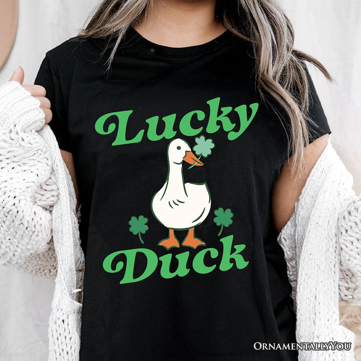 Lucky Duck St Patrick’s Day Shamrock T-Shirt, Cute Clover Tee T-Shirts OrnamentallyYou 