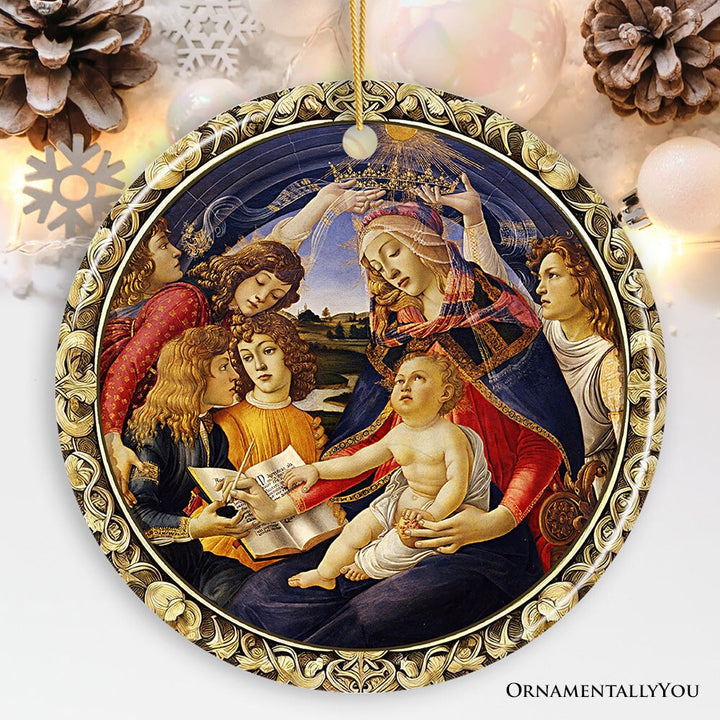 Madonna and Child Famous Botticelli Art Painting Ornament of the Renaissance Medici Family and Nativity Ceramic Ornament OrnamentallyYou circle 