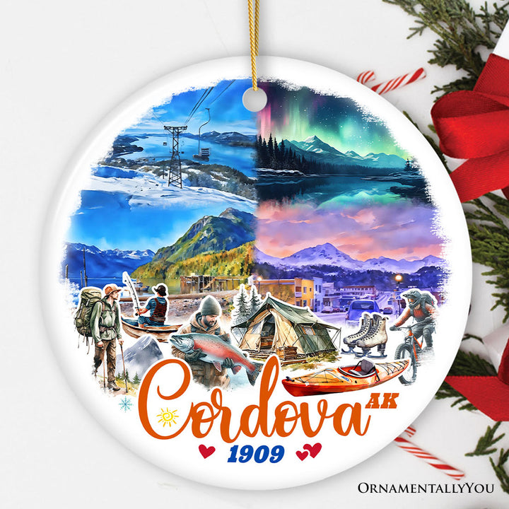 Majestic Cordova Alaska Ornament, Northern Coastal Mountain Town Christmas Gift and Keepsake