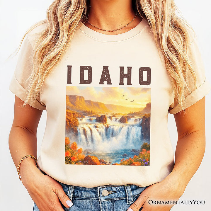 Majestic Idaho State Shoshone Falls T-Shirt, Scenic Waterfall Tee and Nature Travel Souvenir T-Shirts OrnamentallyYou 