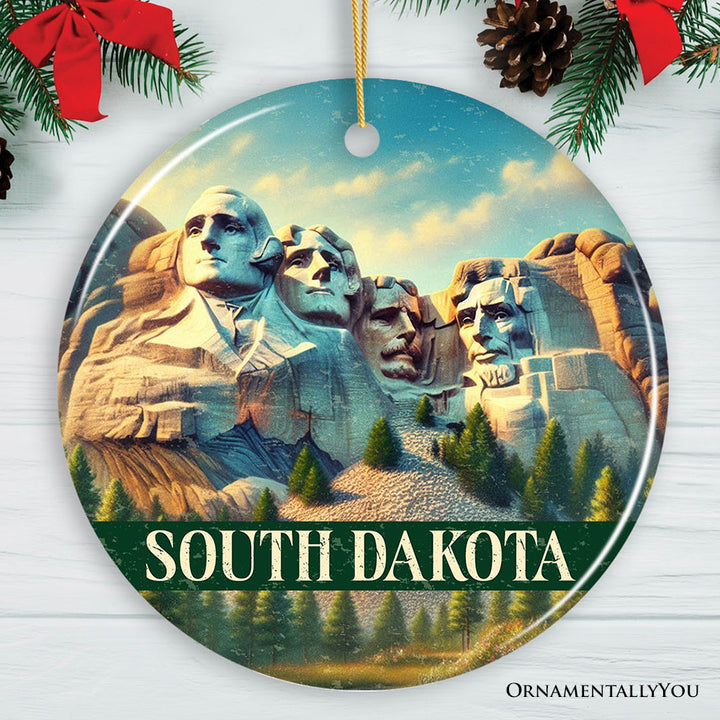 Majestic South Dakota Mount Rushmore Christmas Ornament, Historic American Monument Travel Gift and Keepsake
