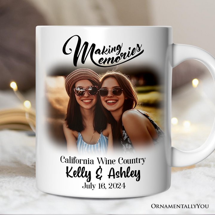 Making Memories Personalized Vacation Themed Mug, Photo Upload Travel Souvenir