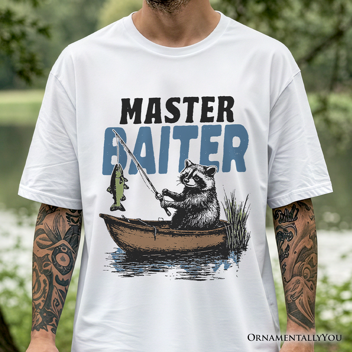 Master Baiter Fishing T-Shirt, Funny Raccoon Father Vintage Tee