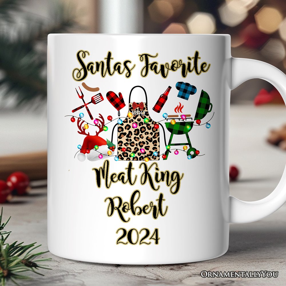 Personalized Mug BBQ Buffalo Plaid Christmas, Barbecue Gift Personalized Ceramic Mug OrnamentallyYou 12oz Mug Customized 