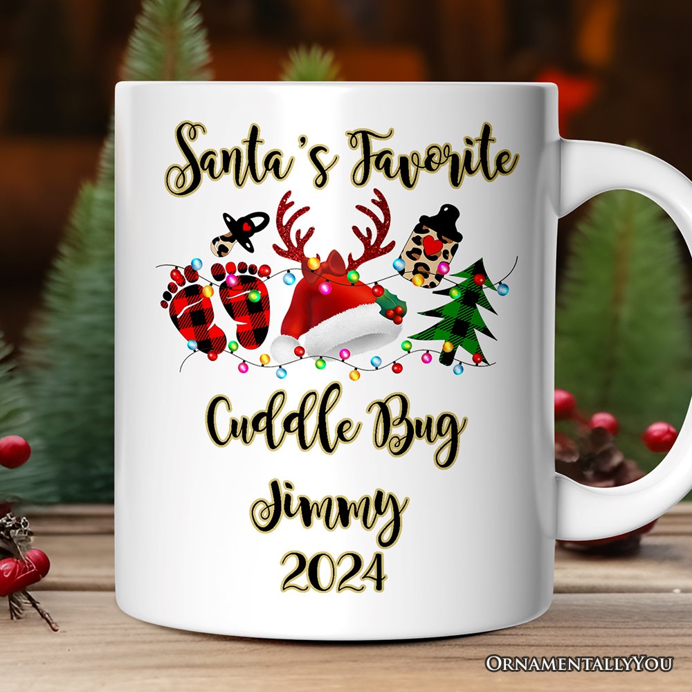 Personalized Mug Baby Christmas Buffalo Plaid Gift Personalized Ceramic Mug OrnamentallyYou 12oz Mug Customized 