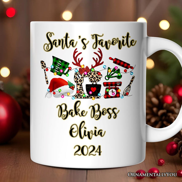 Personalized Mug Baker Buffalo Plaid Christmas, Baking Gift Personalized Ceramic Mug OrnamentallyYou 12oz Mug Customized 