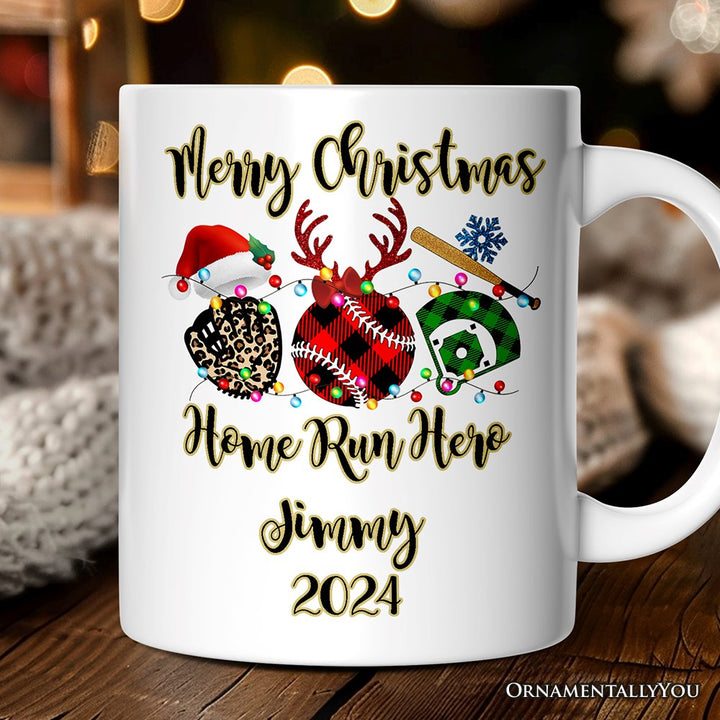 Personalized Mug Baseball Buffalo Plaid Christmas, Team and Coaches Gift Personalized Ceramic Mug OrnamentallyYou 12oz Mug Customized 