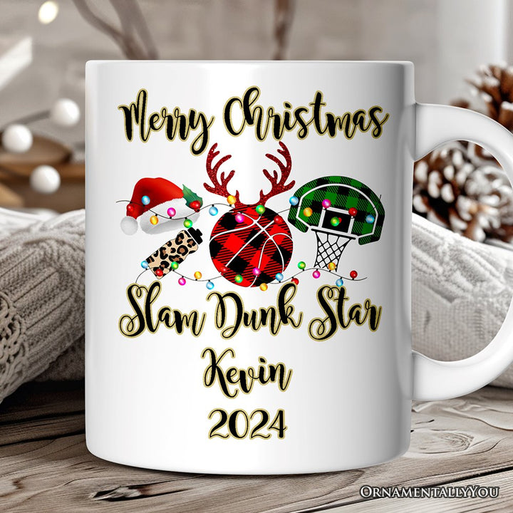 Personalized Mug Basketball Buffalo Plaid Christmas, Team and Coaches Gift Personalized Ceramic Mug OrnamentallyYou 12oz Mug Customized 