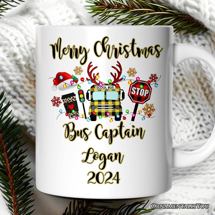 Personalized Mug School Bus Driver Buffalo Plaid Christmas Gift Personalized Ceramic Mug OrnamentallyYou 12oz Mug Customized 