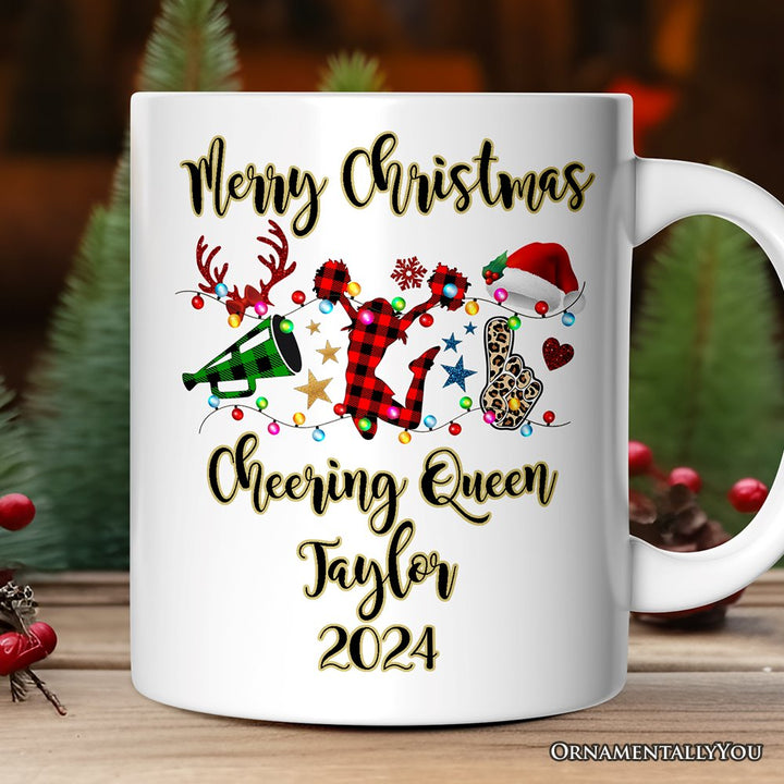 Personalized Mug Cheer Buffalo Plaid Christmas, Cheer Team or Coach Gift Personalized Ceramic Mug OrnamentallyYou 12oz Mug Customized 