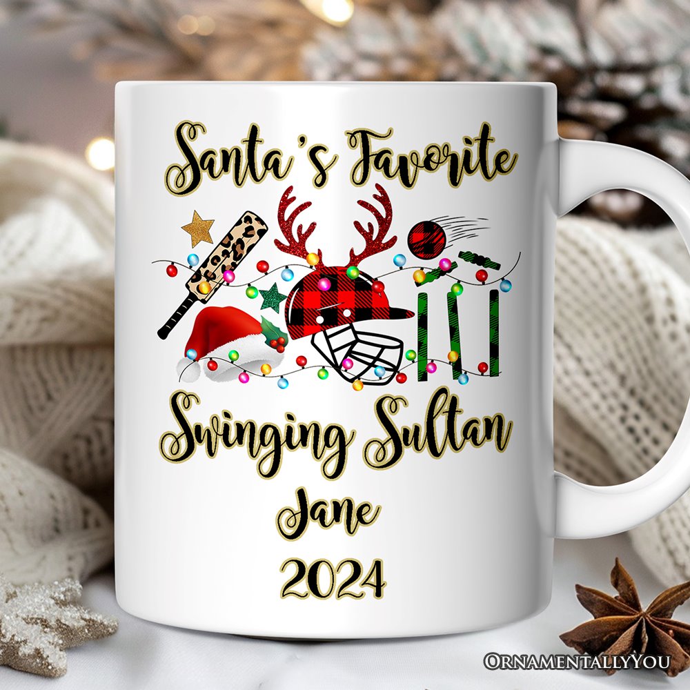 Personalized Mug Cricket Buffalo Plaid Christmas, Team and Coaches Gift Personalized Ceramic Mug OrnamentallyYou 12oz Mug Customized 