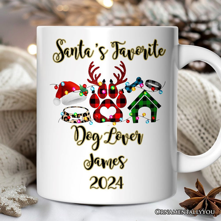 Personalized Mug Dog Buffalo Plaid Christmas, Dog Mom Gift Personalized Ceramic Mug OrnamentallyYou 12oz Mug Customized 