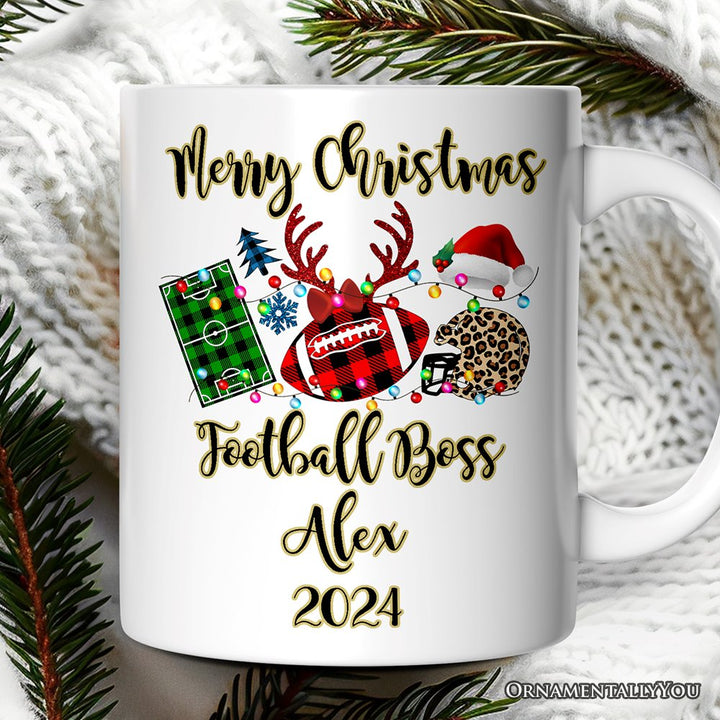 Personalized Mug Football Buffalo Plaid Christmas, Team and Coaches Gift Personalized Ceramic Mug OrnamentallyYou 12oz Mug Customized 