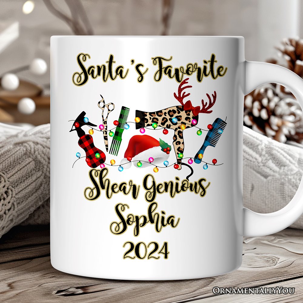 Personalized Mug Hair Stylist Buffalo Plaid Christmas, Hair Hustler Gift Personalized Ceramic Mug OrnamentallyYou 12oz Mug Customized 