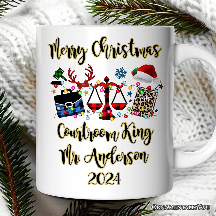 Personalized Mug Law and Legal Theme Buffalo Plaid Christmas, Lawyer and Paralegal Clerk Gift Personalized Ceramic Mug OrnamentallyYou 12oz Mug Customized 