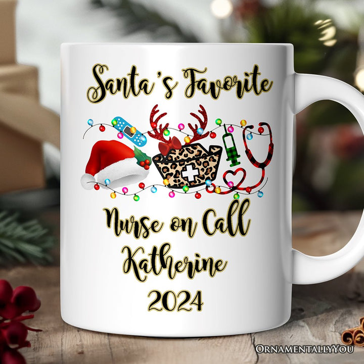 Personalized Mug Plaid Nurse Christmas, Gift for Medical Assistants and Hospital Technicians Personalized Ceramic Mug OrnamentallyYou 12oz Mug Customized 