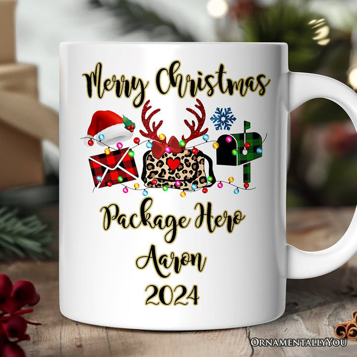 Personalized Mug Postal Worker Buffalo Plaid Christmas Gift Personalized Ceramic Mug OrnamentallyYou 12oz Mug Customized 