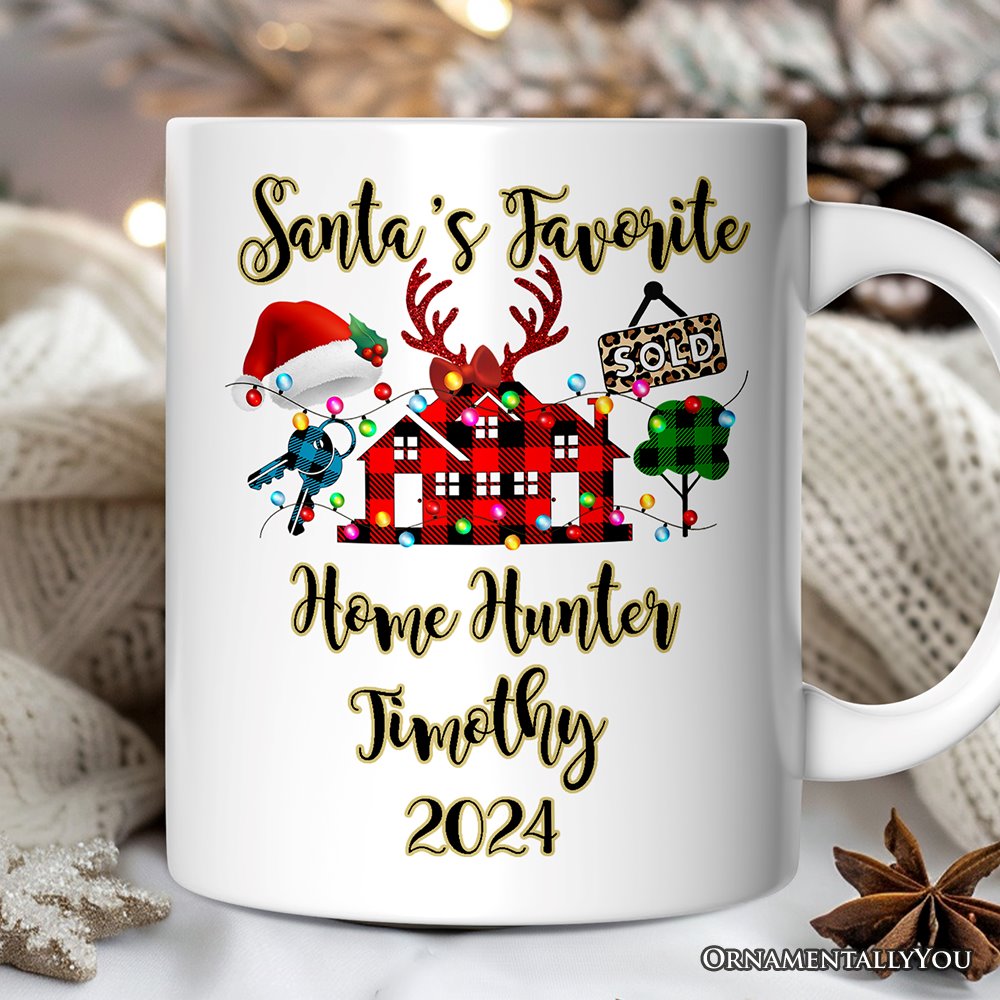 Personalized Mug Realtor Buffalo Plaid Christmas, Gift From Customers Personalized Ceramic Mug OrnamentallyYou 12oz Mug Customized 