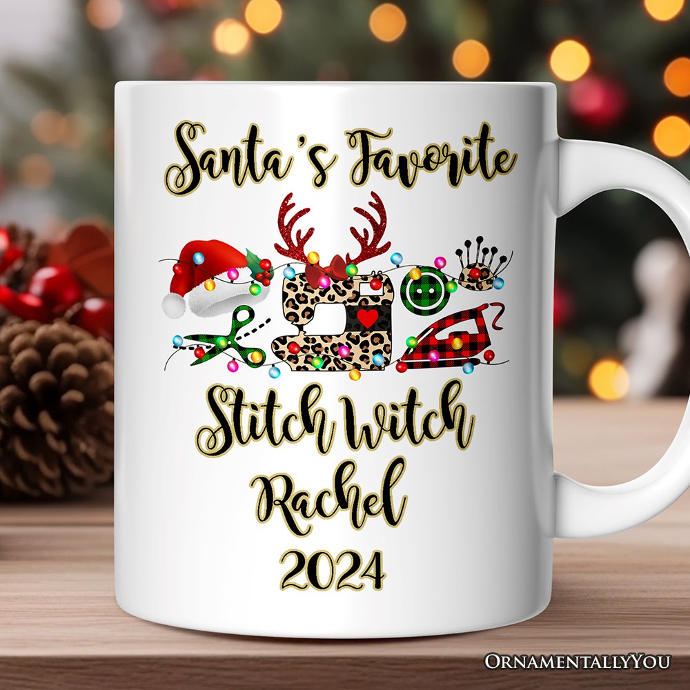 Personalized Mug Sewing Buffalo Plaid Christmas, Clothing Stylist Gift Personalized Ceramic Mug OrnamentallyYou 12oz Mug Customized 