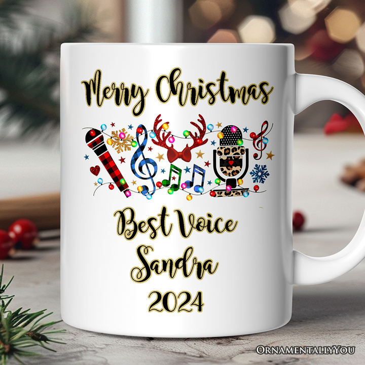 Personalized Mug Singers Buffalo Plaid Christmas, Microphone Gift