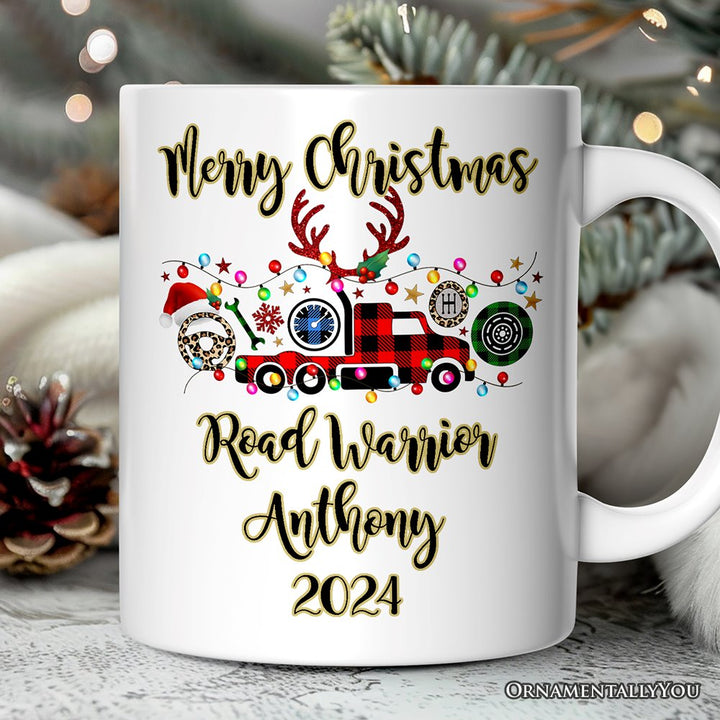 Personalized Mug Truck Driver and Logistics Buffalo Plaid Christmas, Freight Delivery and Dispatcher Gift Personalized Ceramic Mug OrnamentallyYou 12oz Mug Customized 