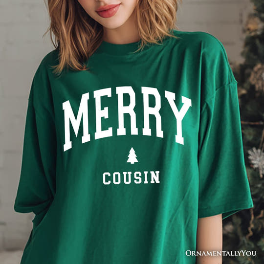 Merry Cousin Retro Christmas T-Shirt, Matching Family Holiday Tee T-Shirts OrnamentallyYou 