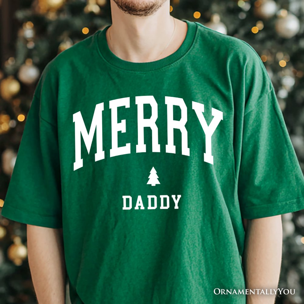Merry Daddy Retro Christmas T-Shirt, Matching Family Holiday Tee T-Shirts OrnamentallyYou 