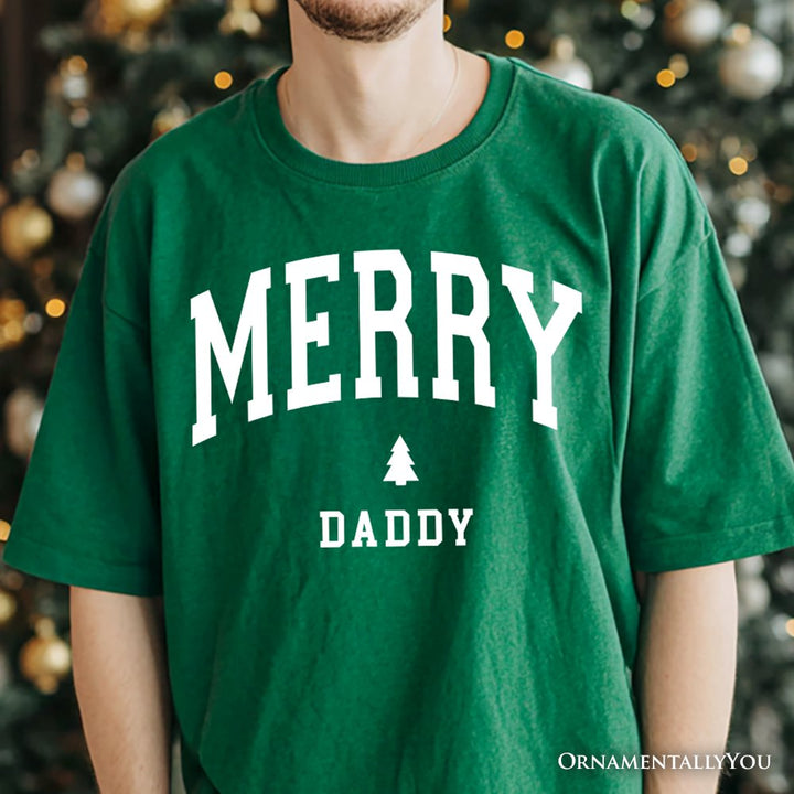 Merry Daddy Retro Christmas T-Shirt, Matching Family Holiday Tee T-Shirts OrnamentallyYou 