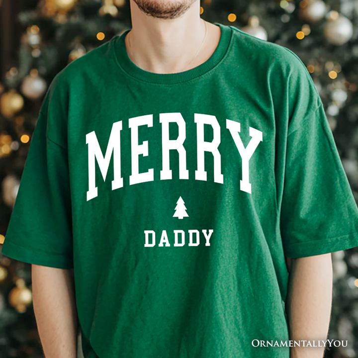 Merry Daddy Retro Christmas T-Shirt, Matching Family Holiday Tee