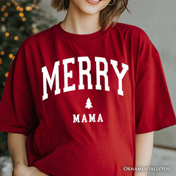 Merry Mama Retro Christmas T-Shirt, Matching Family Holiday Tee T-Shirts OrnamentallyYou 